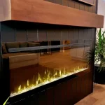 photo of a fireplace in the Fieldhouse basement, designed and built by KMA Building in Winnipeg, MB