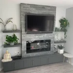 photo of the fireplace in the "Oaklawn" feature wall designed and built by KMA Building in Winnipeg, MB