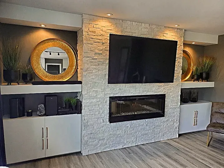 photo of the "Roberta" feature wall designed and built by KMA Building in Winnipeg, MB